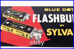 Vintage Sylvania Blue Dot Flashbulbs Embossed Sign Store Display 22 X 8 E13