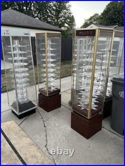 Vintage TIMEX Watch Display Cases Lighted Tall Fixtures With Keys As Is Lot Of 5