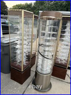 Vintage TIMEX Watch Display Cases Lighted Tall Fixtures With Keys As Is Lot Of 5