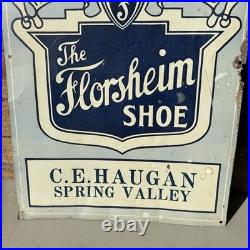 Vintage TIN SIGN THE FLORSHEIM SHOE CE HAUGEN SPRING VALLEY