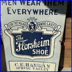 Vintage TIN SIGN THE FLORSHEIM SHOE CE HAUGEN SPRING VALLEY