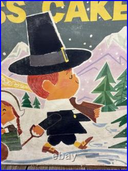 Vintage Thanksgiving Themed HOSTESS CAKES Grocery Store Display Advertising Sign