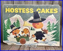 Vintage Thanksgiving Themed HOSTESS CAKES Grocery Store Display Advertising Sign