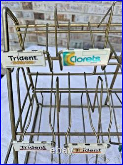 Vintage Three Tier Wire Metal Mints Display Rack Product Labels General Store
