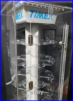 Vintage Timex Watch Rotating Display Case Countertop Spinning with Lock & Key