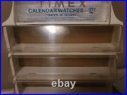 Vintage Timex Water Resistant Watch Display Case Four-Shelf White Woodgrain NICE