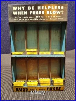 Vintage Tin BUSS Fuse Display Rack Sign Gas Station Auto Parts Store Countertop