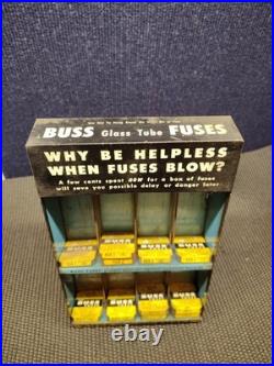 Vintage Tin BUSS Fuse Display Rack Sign Gas Station Auto Parts Store Countertop