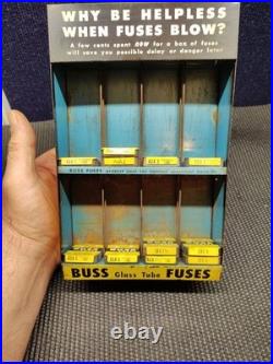 Vintage Tin BUSS Fuse Display Rack Sign Gas Station Auto Parts Store Countertop
