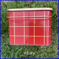 Vintage Tin Store Counter Front Display Bin with Glass Lid Chocolate Straws Rare