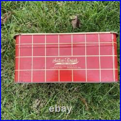 Vintage Tin Store Counter Front Display Bin with Glass Lid Chocolate Straws Rare