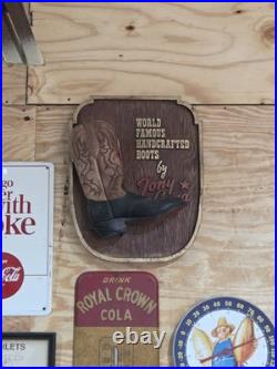 Vintage Tony Lama Boots Store Display Sign Very Cool Rare Countertop Or Wall