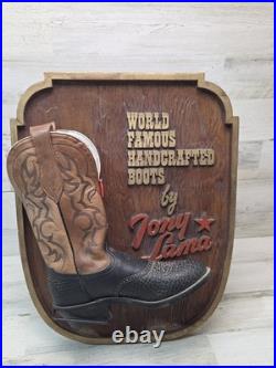 Vintage Tony Lama Boots Store Display Sign Very Cool Rare Countertop Or Wall