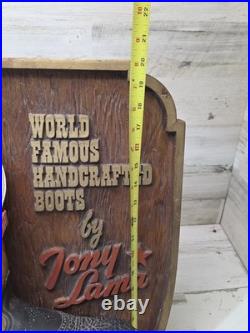 Vintage Tony Lama Boots Store Display Sign Very Cool Rare Countertop Or Wall