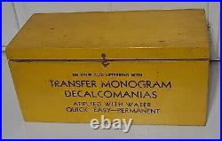 Vintage Transfer Monogram Decalcomanias Set In Wooden Box Letters Numbers Lot