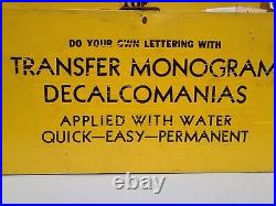 Vintage Transfer Monogram Decalcomanias Set In Wooden Box Letters Numbers Lot