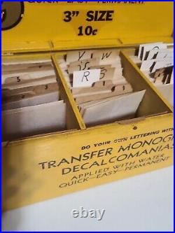 Vintage Transfer Monogram Decalcomanias Set In Wooden Box Letters Numbers Lot