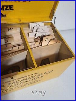 Vintage Transfer Monogram Decalcomanias Set In Wooden Box Letters Numbers Lot