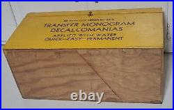 Vintage Transfer Monogram Decalcomanias Set In Wooden Box Letters Numbers Lot