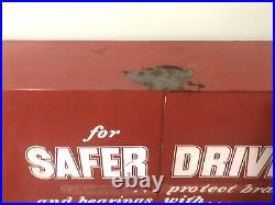 Vintage Trostel Oil Seals Tin Metal Auto Parts Hanging Store Display Cabinet Red