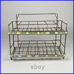 Vintage Two Tiered Wire Metal Display Rack Product Labels General Store