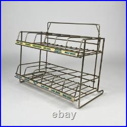 Vintage Two Tiered Wire Metal Display Rack Product Labels General Store
