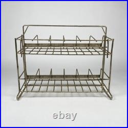 Vintage Two Tiered Wire Metal Display Rack Product Labels General Store
