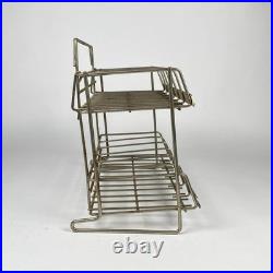 Vintage Two Tiered Wire Metal Display Rack Product Labels General Store