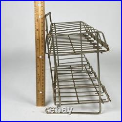 Vintage Two Tiered Wire Metal Display Rack Product Labels General Store