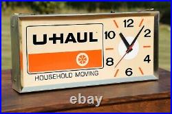 Vintage U Haul Truck Clock light up Sign Dealer Store Display Advertising RARE