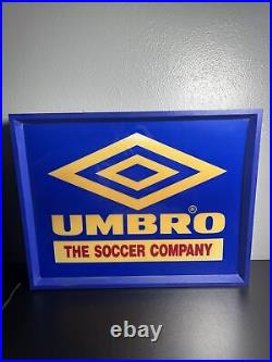 Vintage Umbro The Soccer Company Light Up Store Display Sign Decor RARE