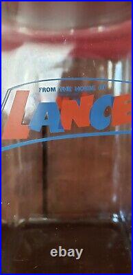 Vintage Very Large Lance Crackers Clear Glass Red LID Store Display Jar Excellen