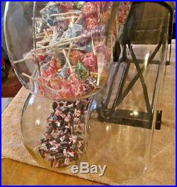 Vintage Very Rare Three Panay Country Store Glass Candy Jars with Original Rack