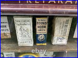 Vintage Veterinary Dog Advertising Bob Martin's Dealer Display Case wth Contents