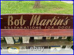 Vintage Veterinary Dog Advertising Bob Martin's Dealer Display Case wth Contents