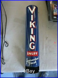 Vintage Viking Snuff Sign Metal Dispenser Old Tobacco Store Display-VERY NICE