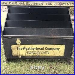 Vintage WEATHERHEAD Metal Shelf Store Display Cabinet Gas Oil Sign