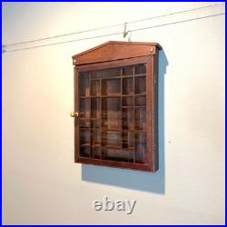 Vintage Wall Curio Wood Cabinet Hanging Trinket Glass Door Hinged Mini Gift
