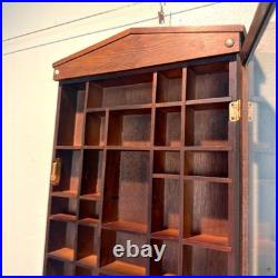 Vintage Wall Curio Wood Cabinet Hanging Trinket Glass Door Hinged Mini Gift