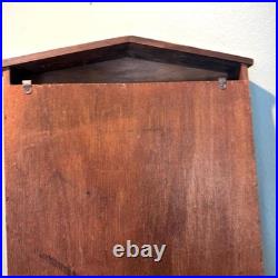 Vintage Wall Curio Wood Cabinet Hanging Trinket Glass Door Hinged Mini Gift