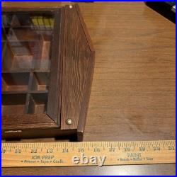 Vintage Wall Curio Wood Cabinet Hanging Trinket Glass Door Hinged Mini Gift