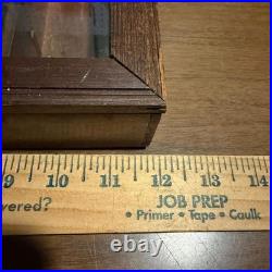 Vintage Wall Curio Wood Cabinet Hanging Trinket Glass Door Hinged Mini Gift