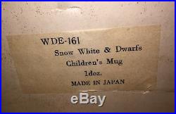 Vintage Walt Disney Snow White Seven Dwarfs Mugs With Store Display 1950s Japan