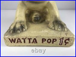 Vintage Watta Pop Chalkware Pug Dog Sucker Display Country Store 1930s