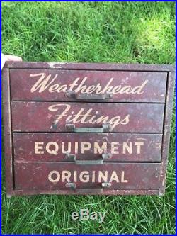 Vintage Weatherhead Fittings Metal Parts Cabinet Chest Drawers Store Display