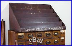 Vintage Weatherhead Hardware Store Display Shelf Oil Cans parts cabinet tools