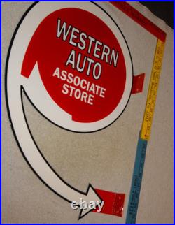 Vintage Western Auto Associate Store 20 X 13.5 Metal Gasoline Oil Flange Sign