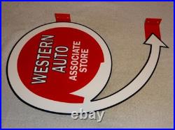 Vintage Western Auto Associate Store 20 X 13.5 Metal Gasoline Oil Flange Sign