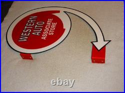 Vintage Western Auto Associate Store 20 X 13.5 Metal Gasoline Oil Flange Sign