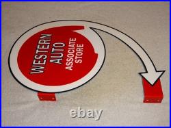 Vintage Western Auto Associate Store 20 X 13.5 Metal Gasoline Oil Flange Sign